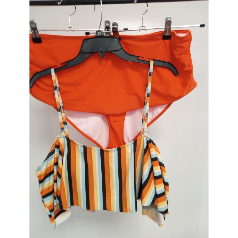 2 pc Swimsuit Striped Tankini Sz 3XL  0341